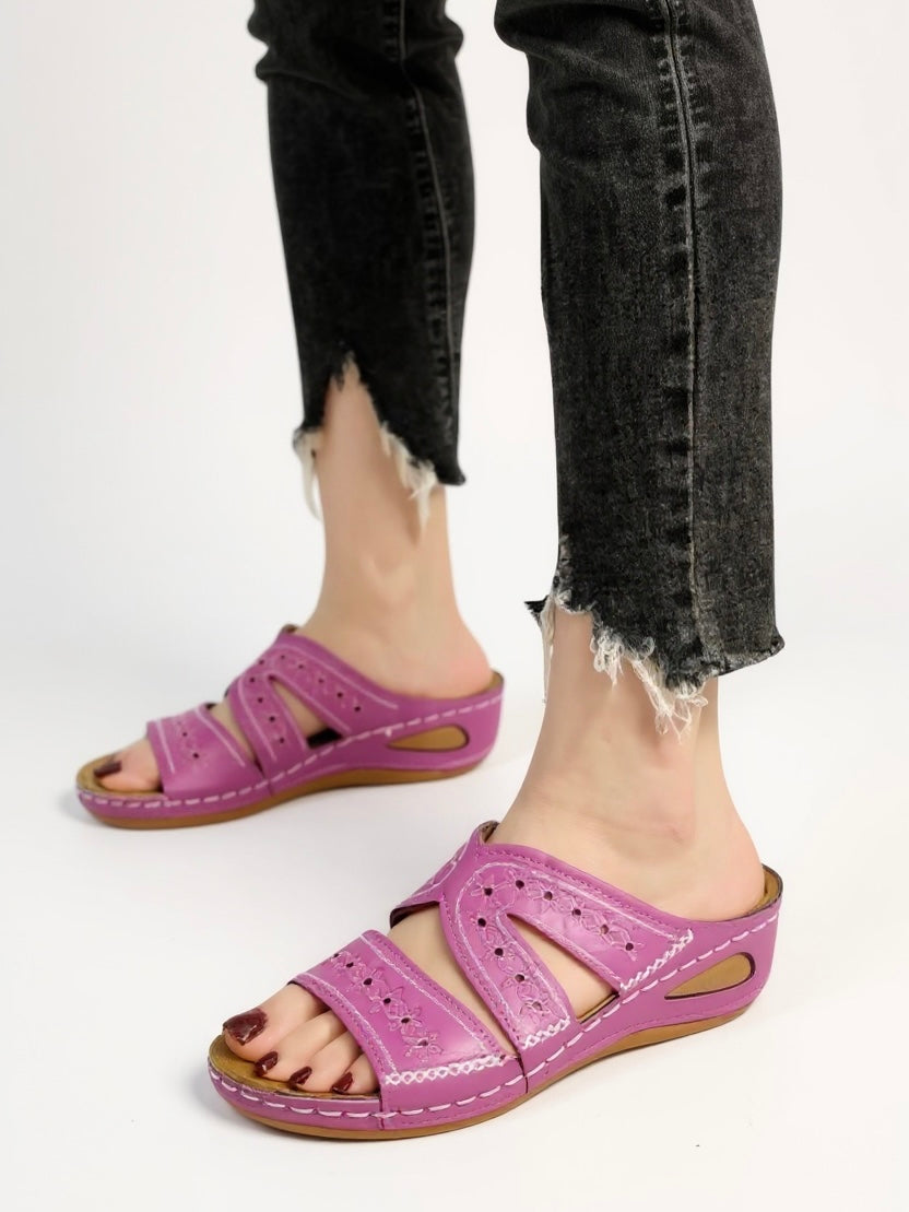 Calla | Embroidered Slide Sandals