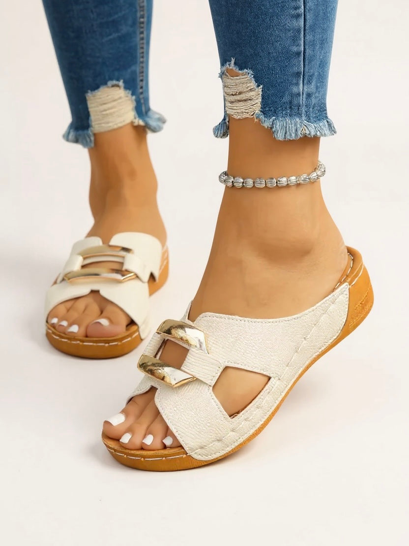 Dara | Women’s Double-Buckle Slides with Cushioned Footbed