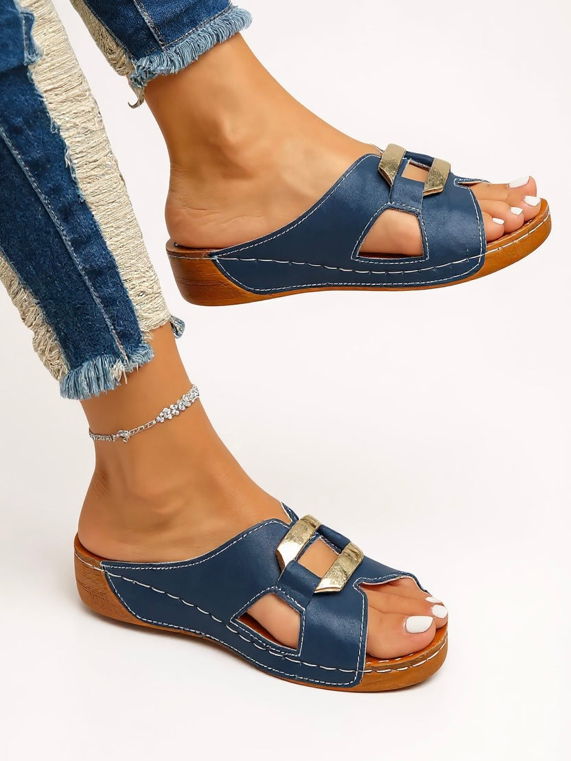 Dara | Women’s Double-Buckle Slides with Cushioned Footbed