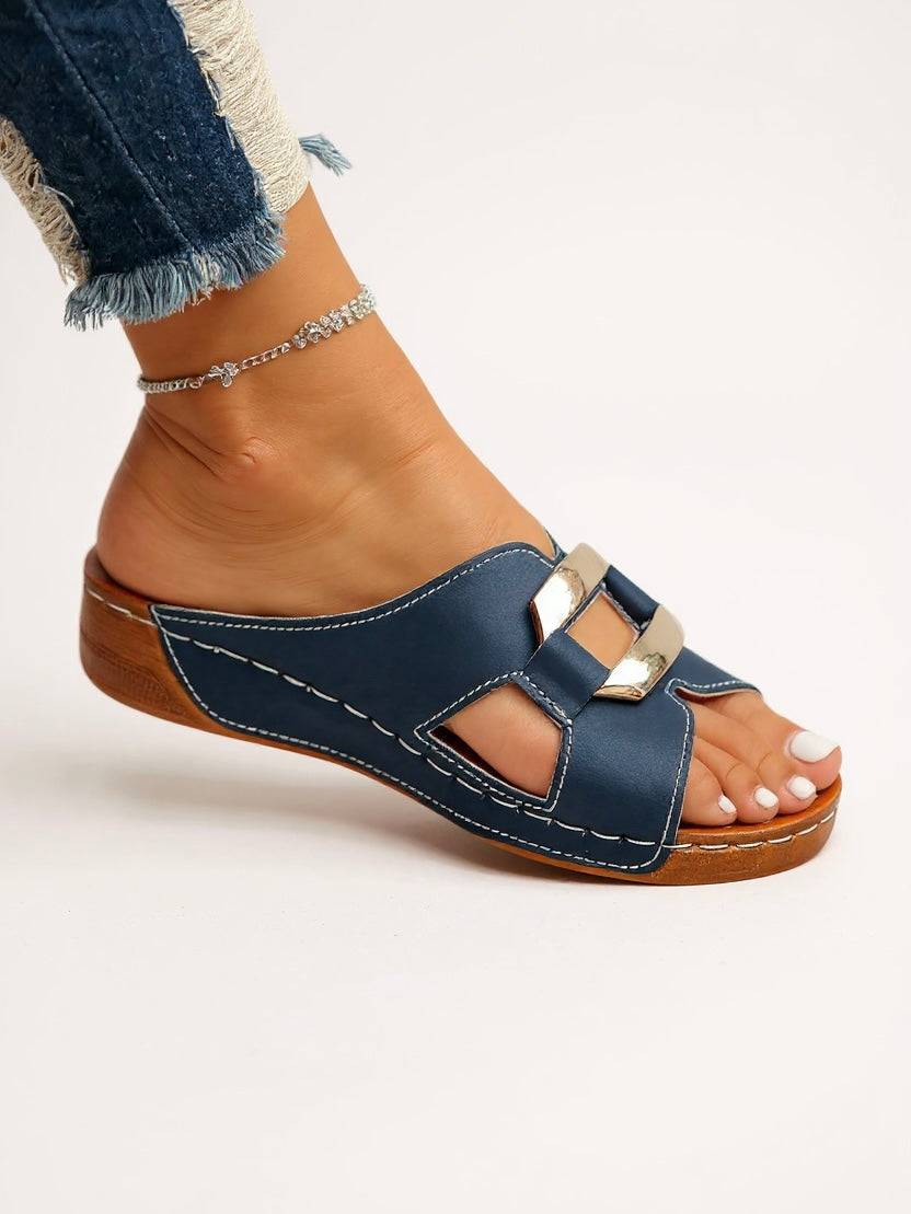 Dara | Women’s Double-Buckle Slides with Cushioned Footbed