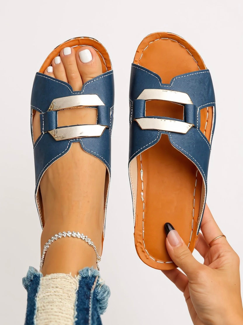 Dara | Women’s Double-Buckle Slides with Cushioned Footbed