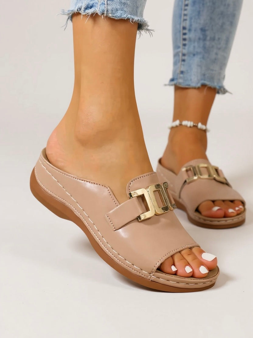Lena | Women’s Lena Slides with Gold Buckle
