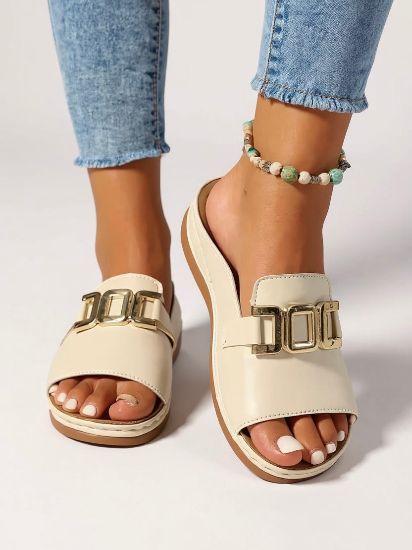 Lena | Women’s Lena Slides with Gold Buckle