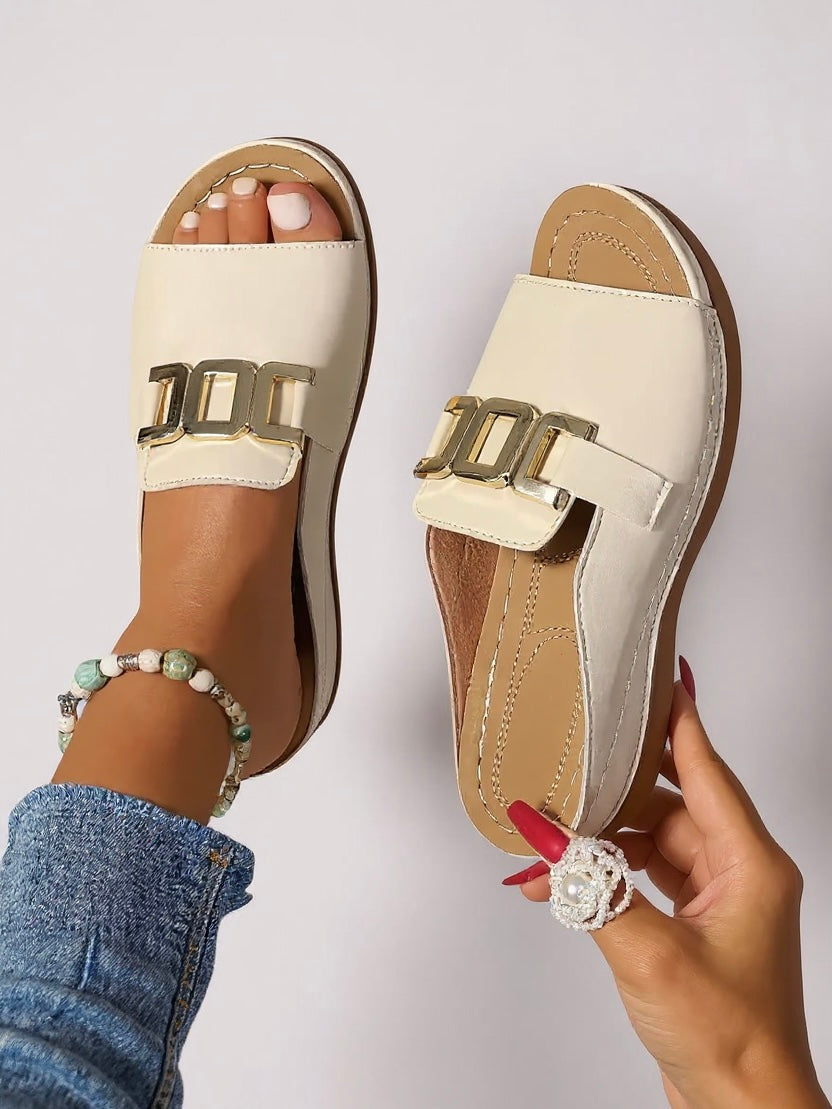 Lena | Women’s Lena Slides with Gold Buckle