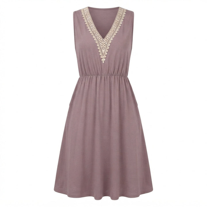 Isabella Hartley | Lace Trim V-Neck Midi Dress For Women