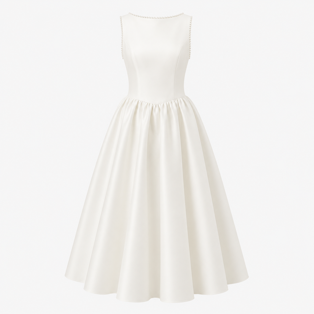 Isla Campbell | Minimalist White Midi Dress For Women