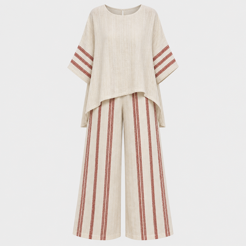 Lily Evans | Striped Linen Two-Piece Set For Women