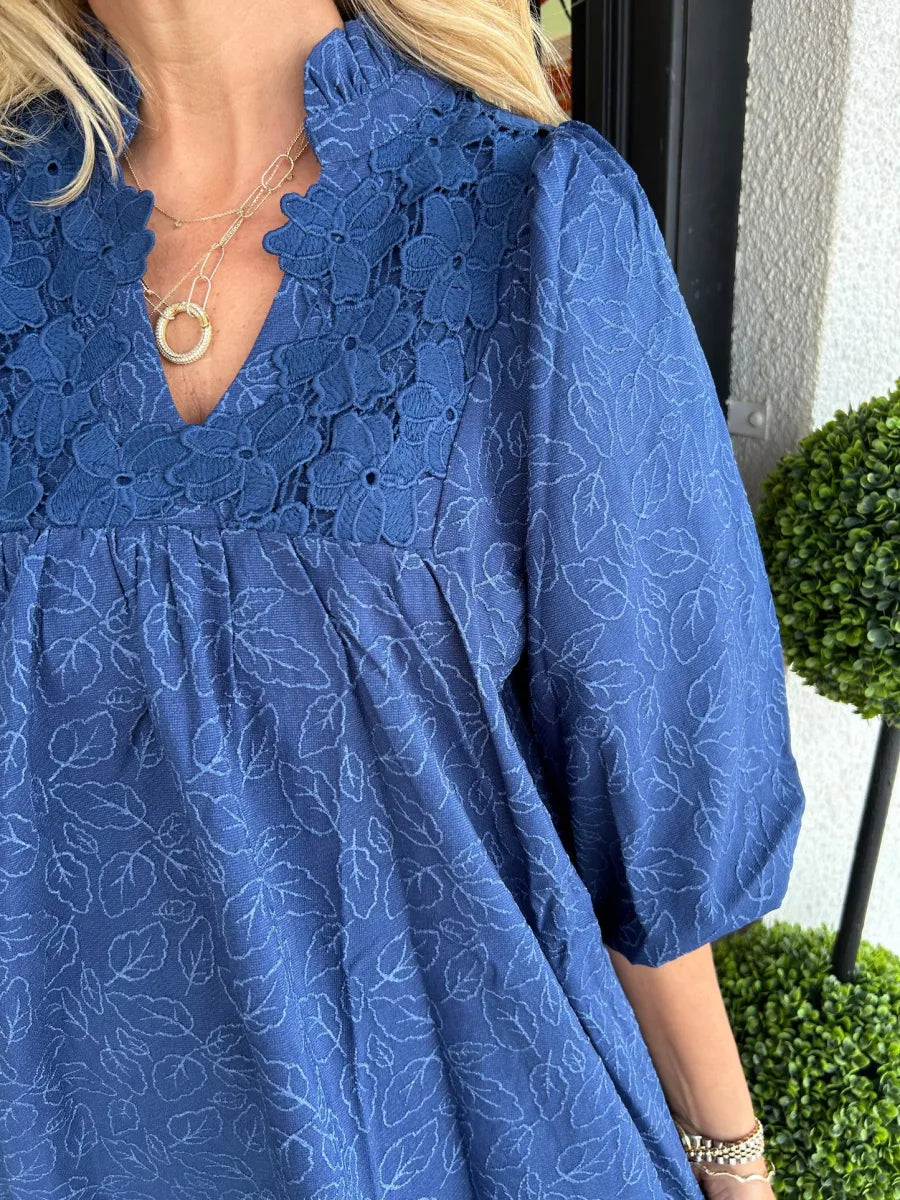 Tesia | Women’s Jacquard Mini Dress with Puff Sleeves