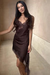 Lace Satin Backless Mini Dress