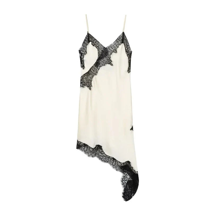 Lace Satin Backless Mini Dress