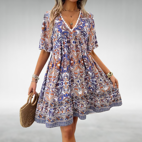 Adriana | Women’s Paisley Print Mini Dress with Boho