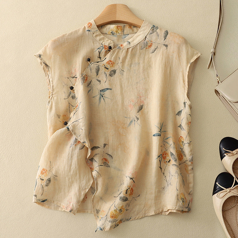 Amanda | Women’s Sleeveless Top with Floral Print