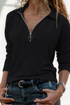 Ribbed Half-Zip Pullover Sweater for Women