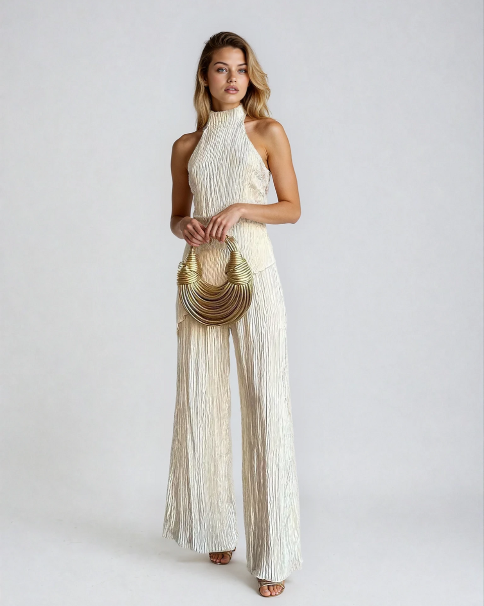 Serena Ashford | Pleated Halter Two-Piece Set For Women
