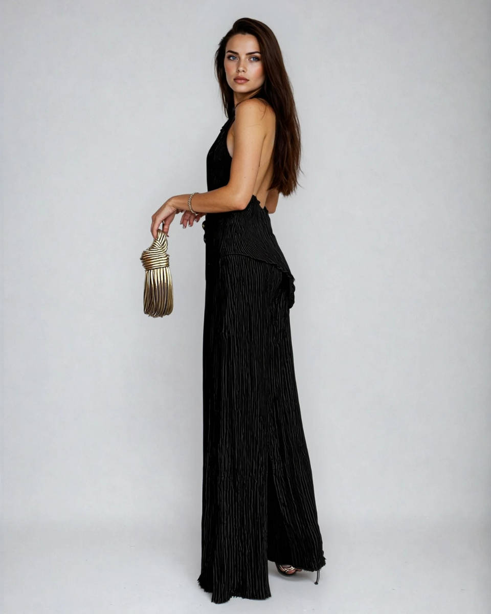 Imogen Rafferty | Pleated Halter Two-Piece Set For Women