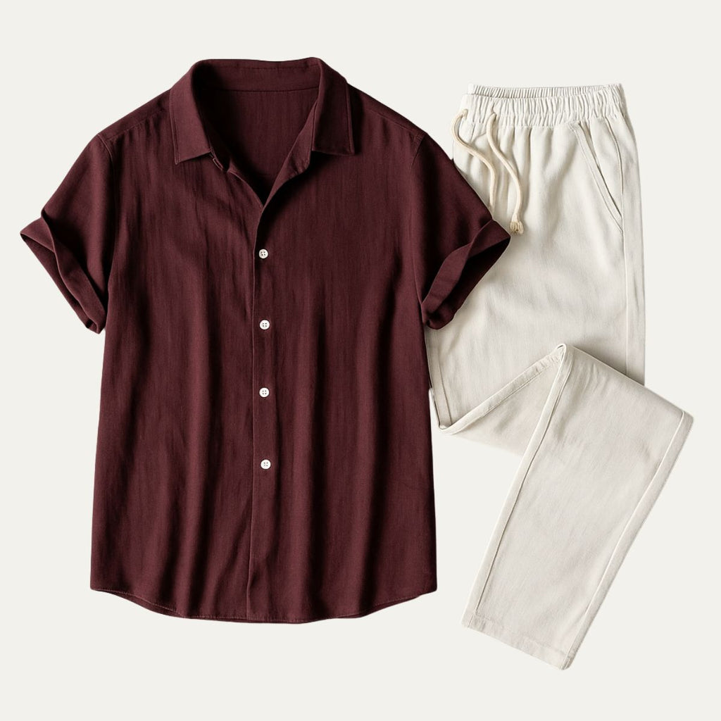 Oliver Thompson | Men's Linen Shirt & Drawstring Pants Set For Men