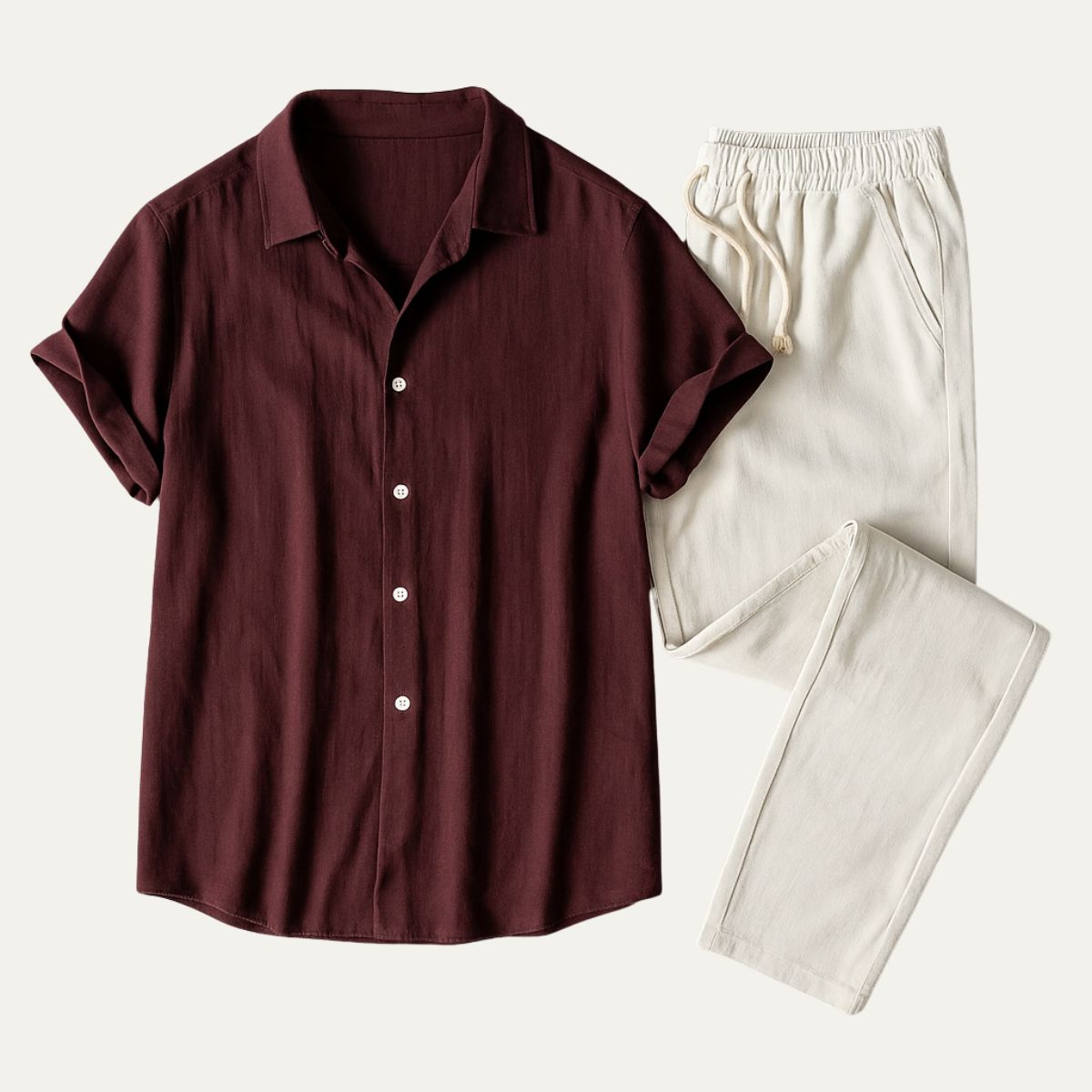 Oliver Thompson | Men's Linen Shirt & Drawstring Pants Set For Men