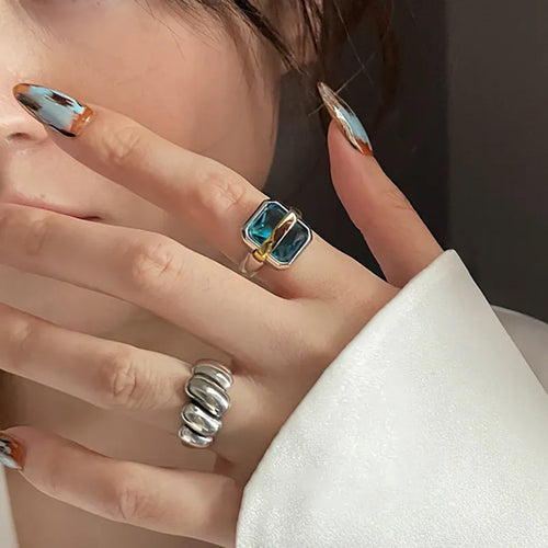 Aaliyah | Women’s Blue Zircon Ring with Silver Setting