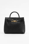 Woven Top Handle Bag with Twist Accent