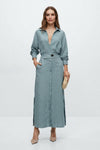 Mia Williams | Tied Waist Shirt Maxi Dress For Women