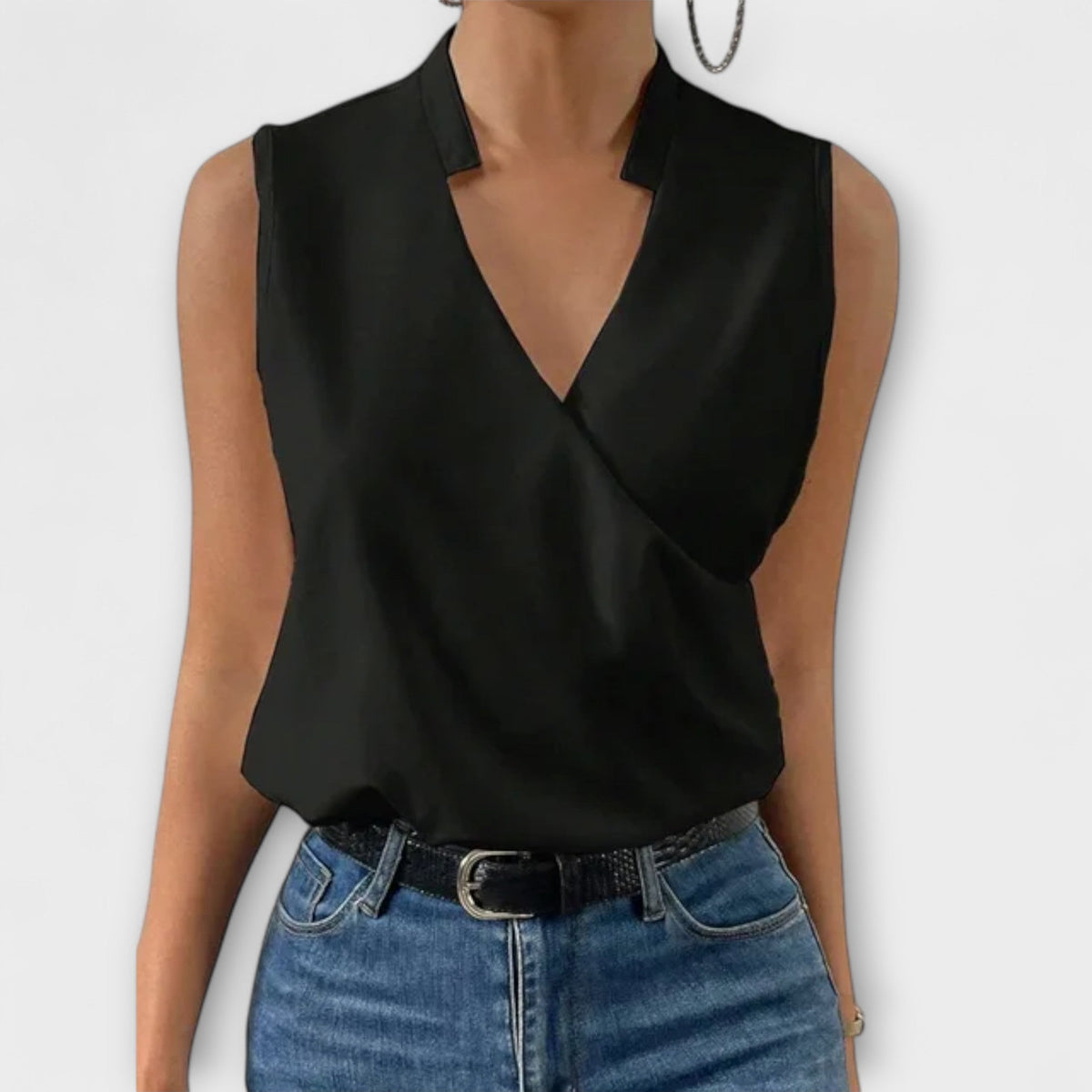 Luna | Women’s Sleeveless Wrap V-Neck Top with Surplice