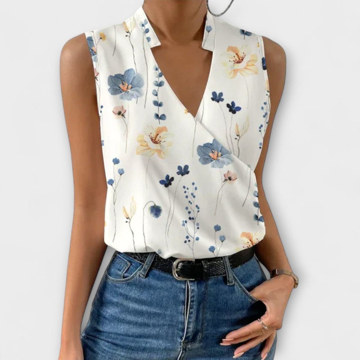 Luna | Women’s Sleeveless Wrap V-Neck Top with Surplice
