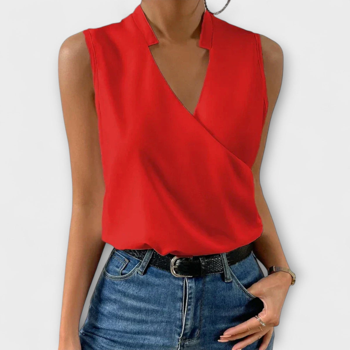 Luna | Women’s Sleeveless Wrap V-Neck Top with Surplice