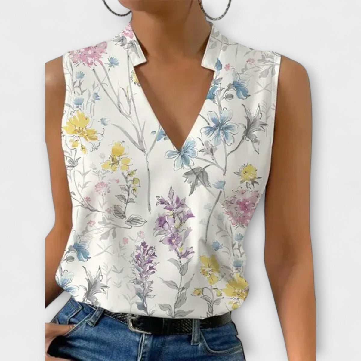Luna | Women’s Sleeveless Wrap V-Neck Top with Surplice