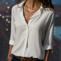 Kenna | Women’s Satin Button-Up Blouse with V-Neck