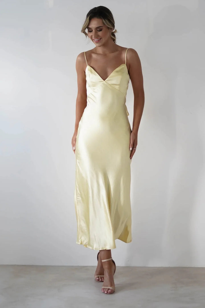 Satin Slip Maxi Dress with Delicate Strap Detail