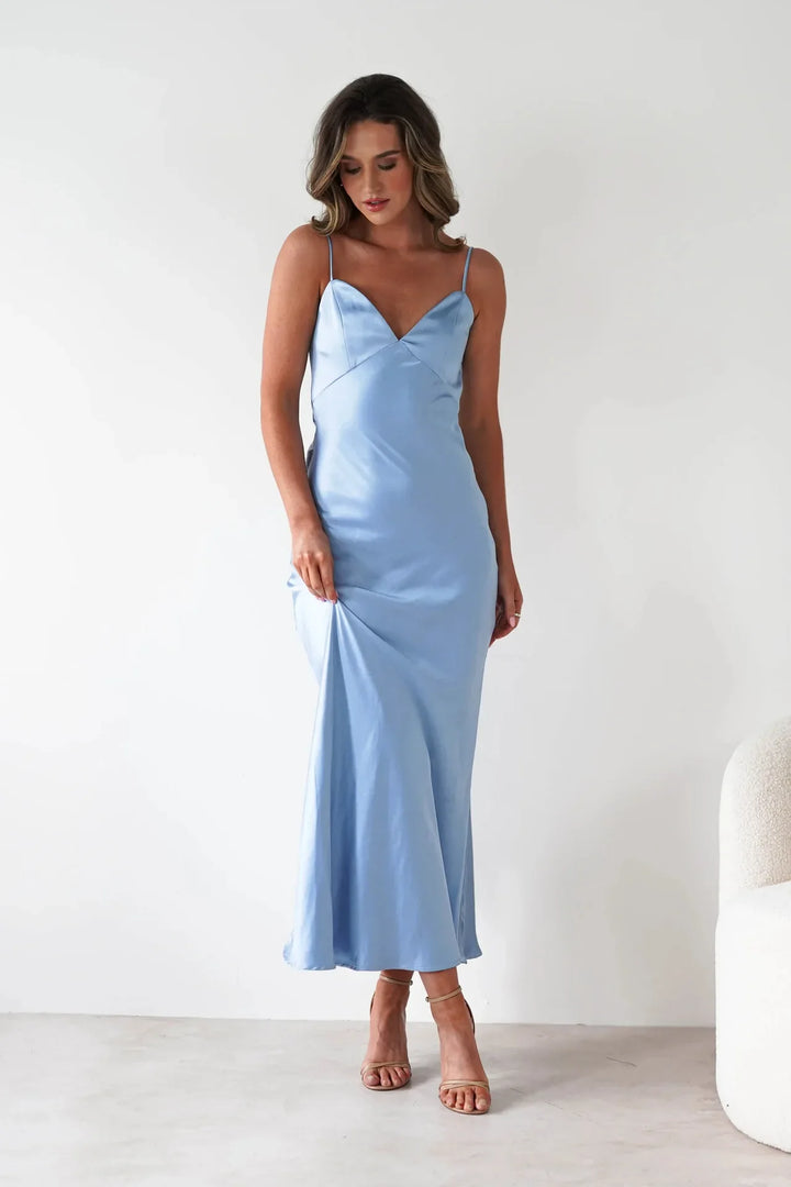Satin Slip Maxi Dress with Delicate Strap Detail