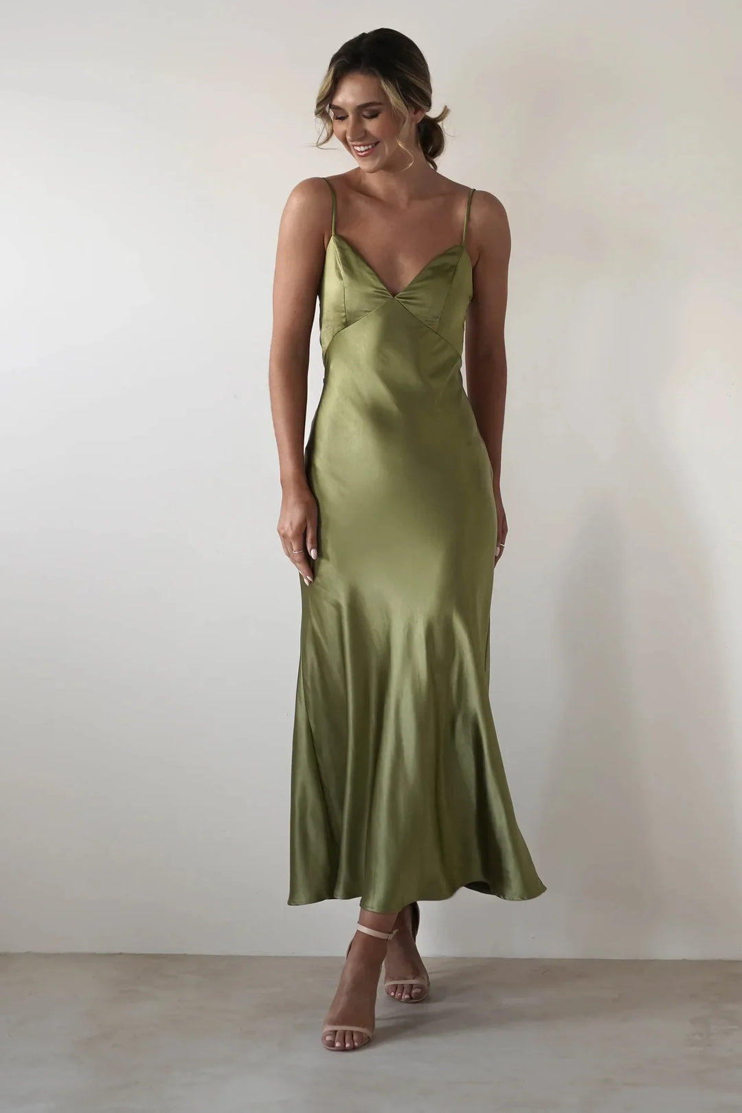 Satin Slip Maxi Dress with Delicate Strap Detail