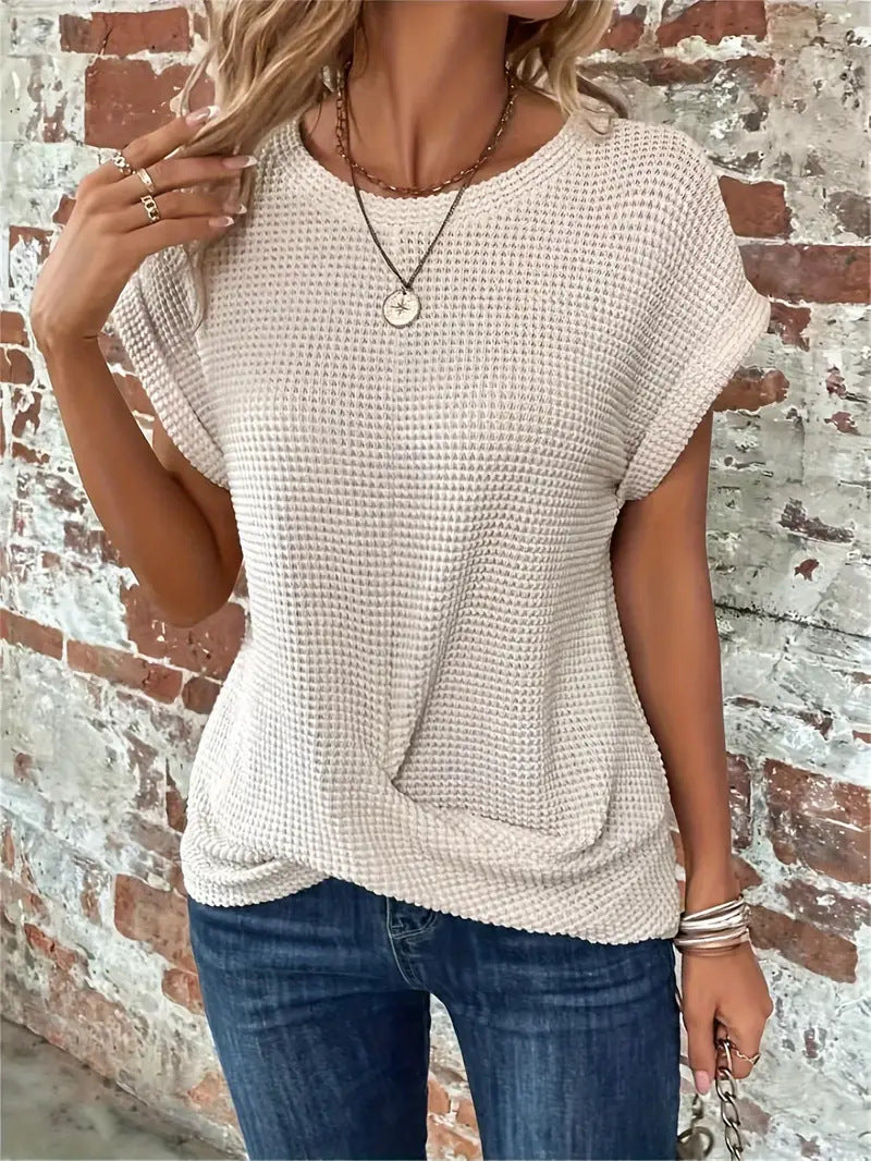 Sylvia | Women’s Waffle Knit Tee with Relaxed Fit