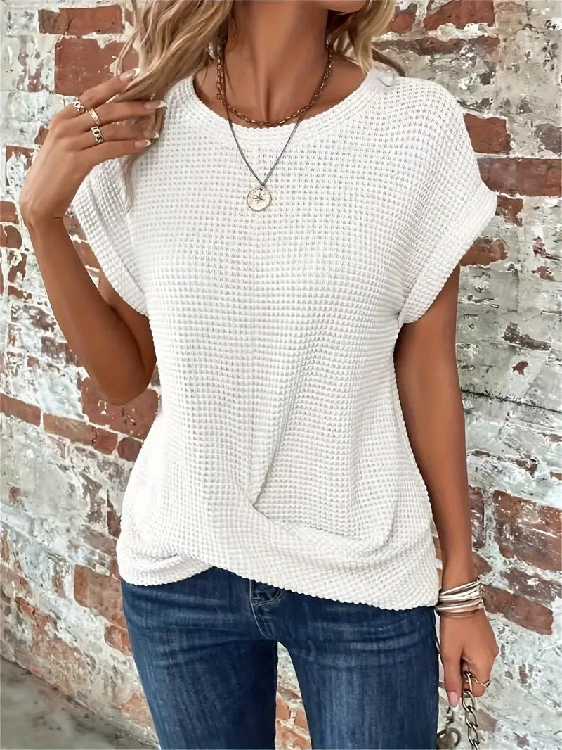Sylvia | Women’s Waffle Knit Tee with Relaxed Fit