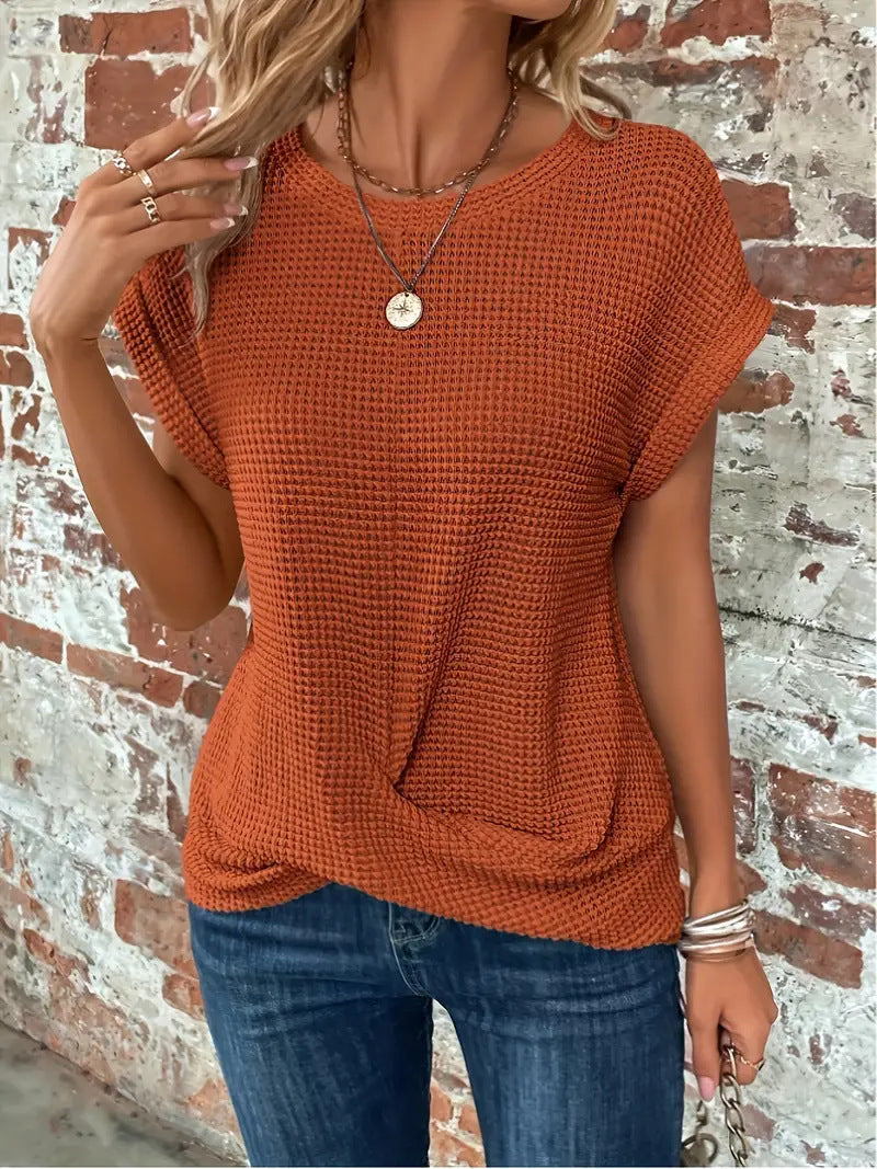 Sylvia | Women’s Waffle Knit Tee with Relaxed Fit