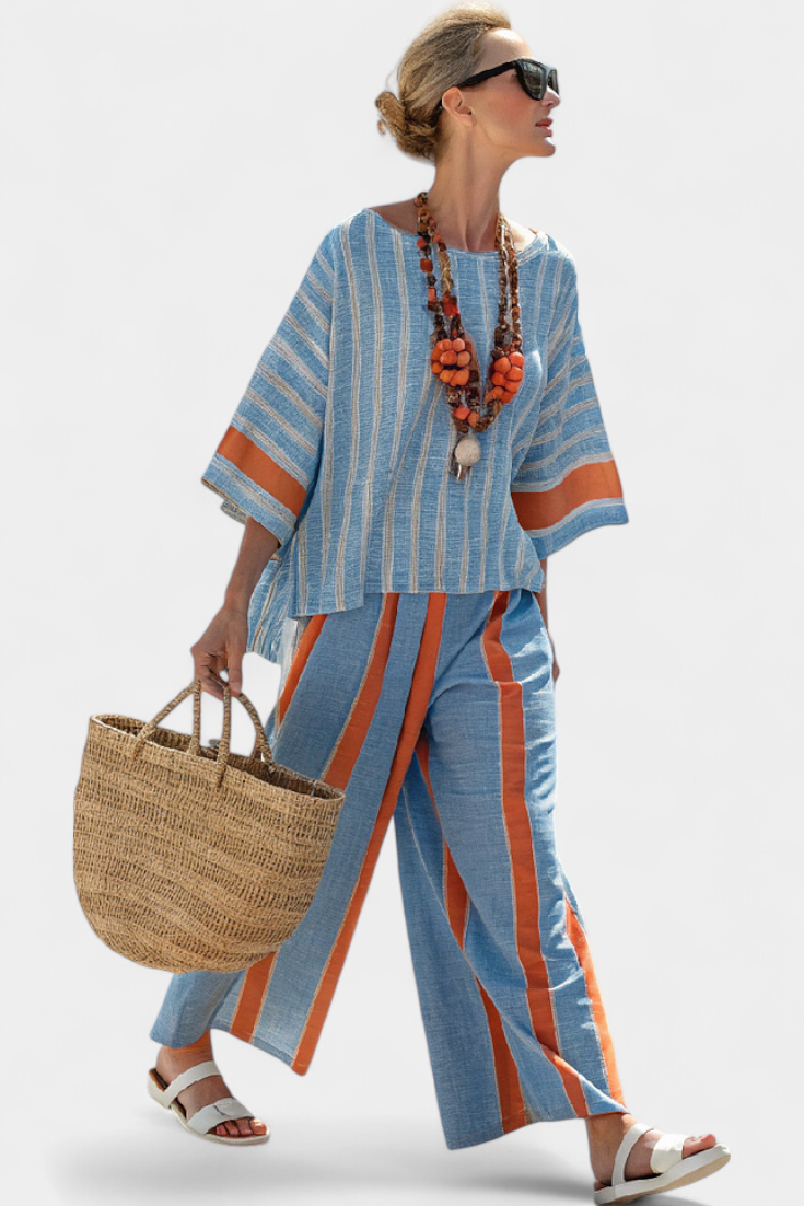 Marina | Women’s Striped Top with Two-Piece Set