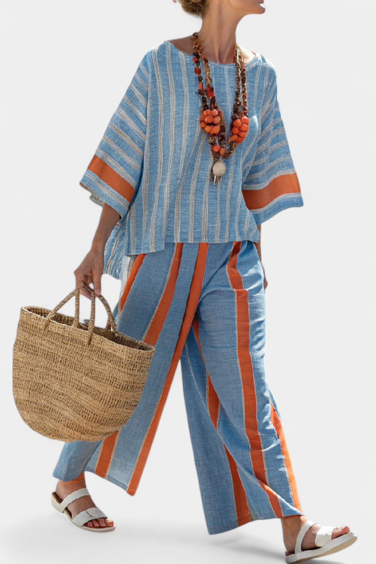 Marina | Women’s Striped Top with Two-Piece Set