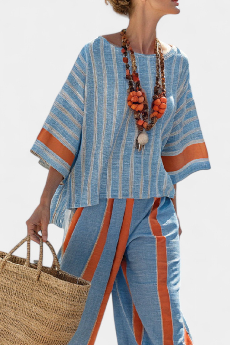 Marina | Women’s Striped Top with Two-Piece Set