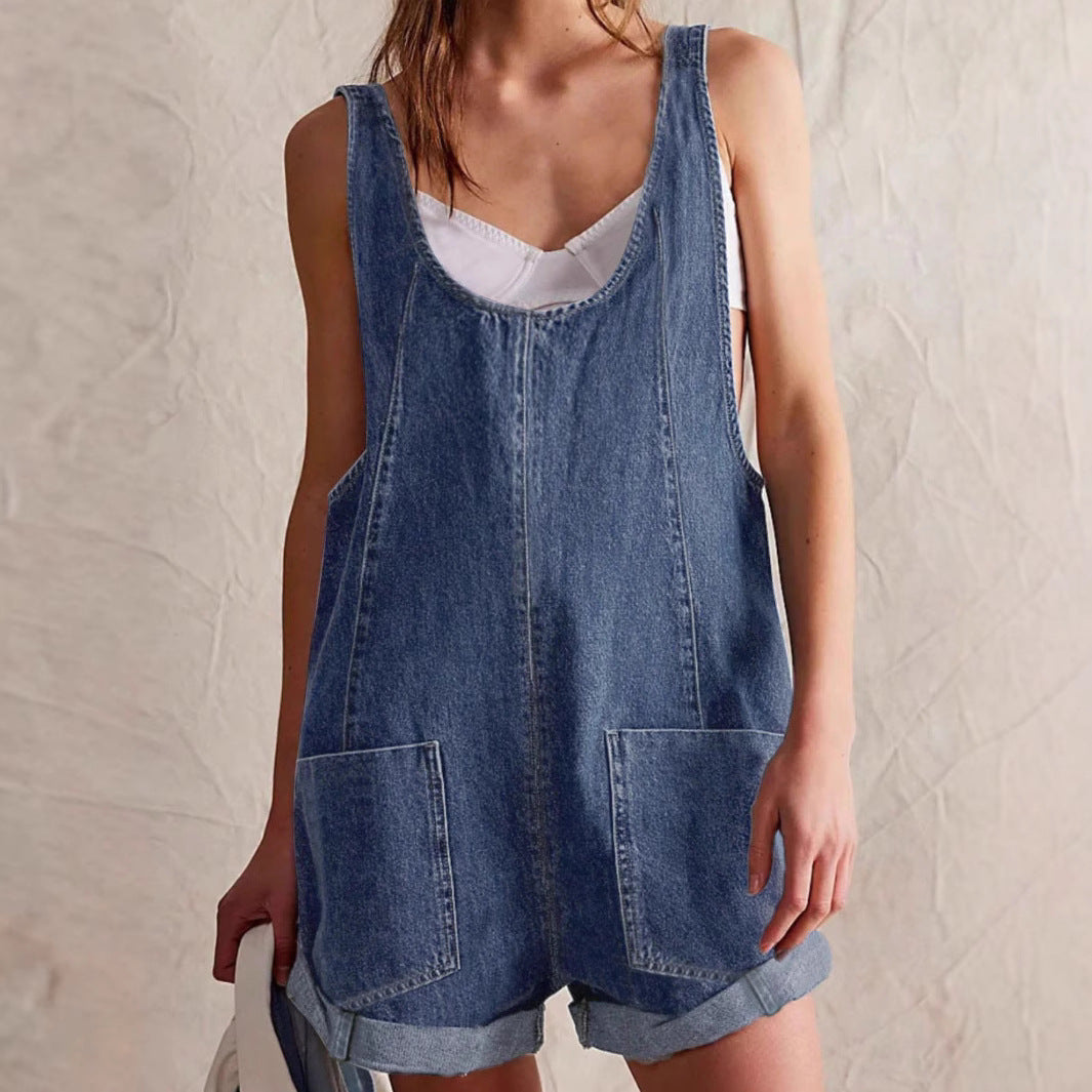 Billie | Women’s Overall Short Romper with Sleeveless