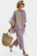 Paloma | Women’s Contrast Trim Top with Wide-Leg Pants