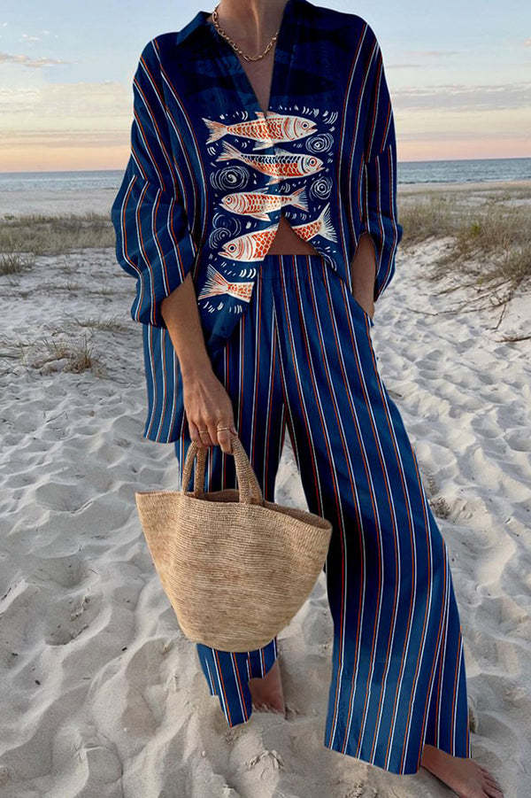 Haven | Women’s Blue Printed Set with Cutout