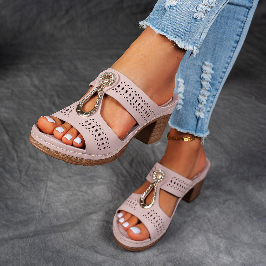 Valeene | Women’s Rhinestones Heel Sandals with Orthopaedic Cushioning