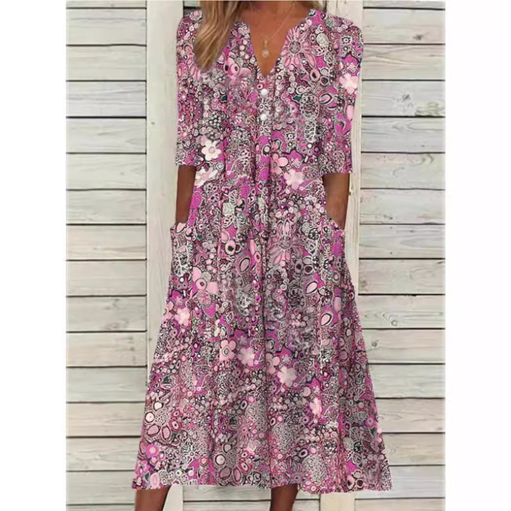Rolandi | Women’s Floral Midi Dress with Comfortable Silhouette