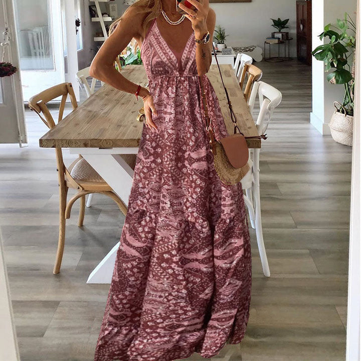 Wren | Boho Spaghetti Strap V-Neck Maxi Dress