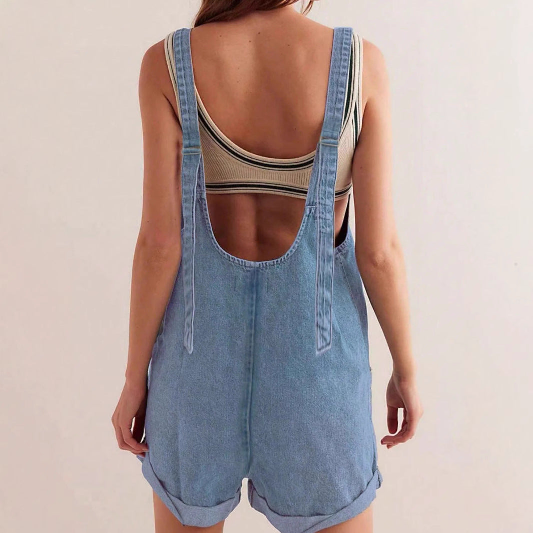 Billie | Women’s Overall Short Romper with Sleeveless