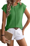 Stella | Women's Ribbed Cap Sleeve Knit Vest Top Button Detail