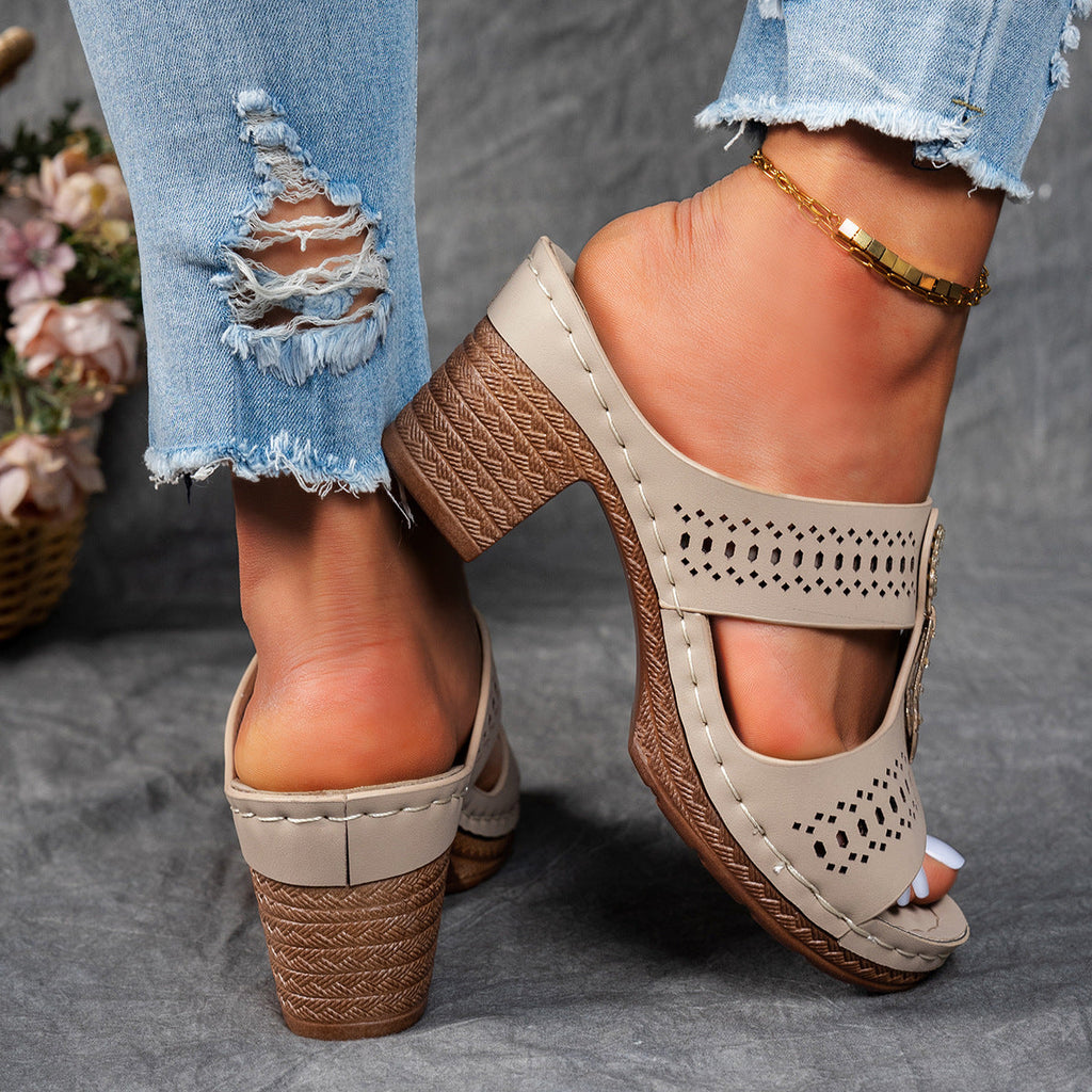 Valeene | Women’s Rhinestones Heel Sandals with Orthopaedic Cushioning
