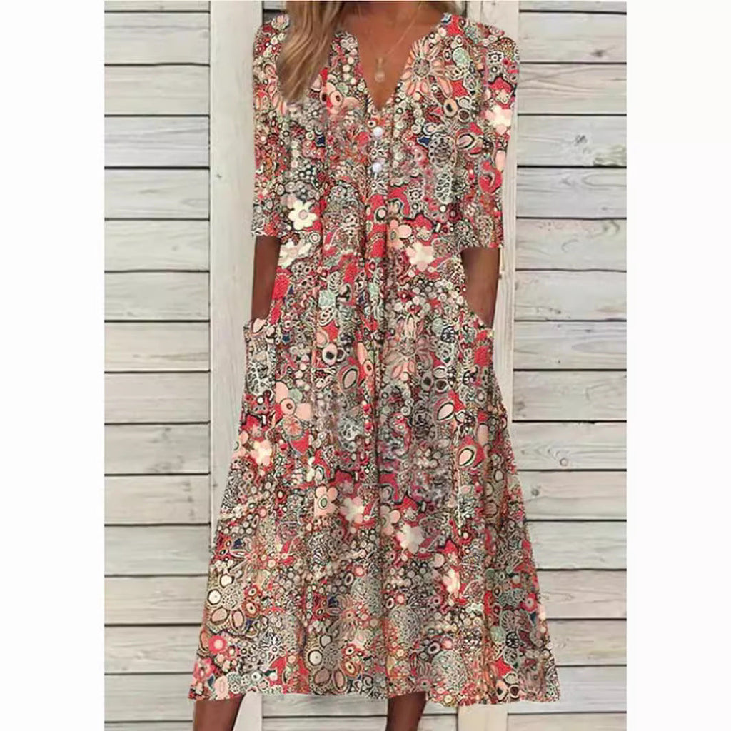 Rolandi | Women’s Floral Midi Dress with Comfortable Silhouette