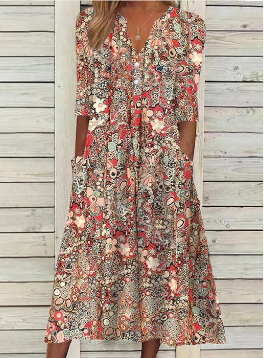 Rolandi | Women’s Floral Midi Dress with Comfortable Silhouette