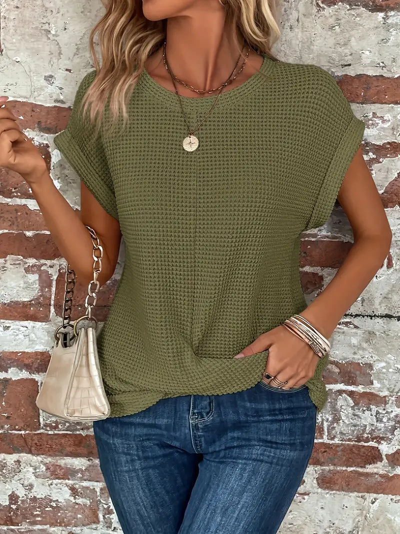 Sylvia | Women’s Waffle Knit Tee with Relaxed Fit